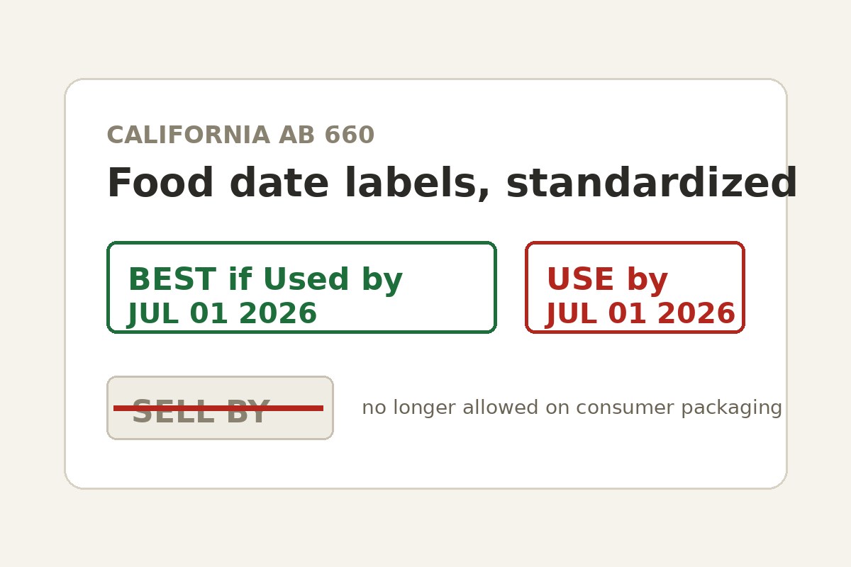 Date stamp labels reading BEST if Used by and USE by with a crossed-out SELL BY